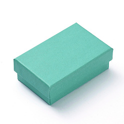 Medium Turquoise Cardboard Gift Box Jewelry  Boxes, for Necklace, Ring, with Black Sponge Inside, Rectangle, Medium Turquoise, 8x5.1x2.7cm