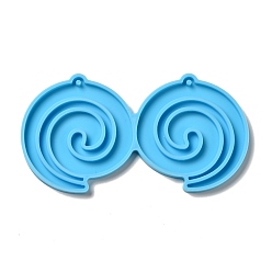 Deep Sky Blue DIY Vortex Pendant Silicone Molds, Resin Casting Molds, for UV Resin & Epoxy Resin Jewelry Making, Deep Sky Blue, 52.5x99x4mm, Hole: 2mm, Inner Diameter: 49.5x41.5mm