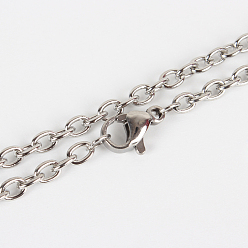 Stainless Steel Color 304 Stainless Steel Cable Chain Necklace Making, with Lobster Claw Clasps, Stainless Steel Color, 23.6 inch(59.9cm)