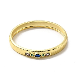 Colorido Brazalete con bisagra ovalada de circonita cúbica, joyas de latón chapado en oro real 18k para mujer, colorido, diámetro interior: 2x2-3/8 pulgada (5x5.95 cm)