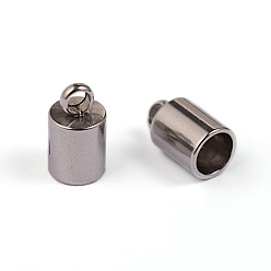 Stainless Steel Color 304 Stainless Steel Cord Ends, End Caps, Column, Stainless Steel Color, 9x5mm, Hole: 2mm, Inner Diameter: 4mm