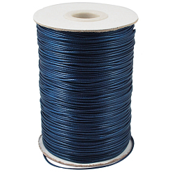 Bleu De Prusse Coréen cordon ciré, polyester cordon, cordon perle, null, 1.2 mm, environ 185 mètres / rouleau