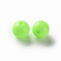 Lime Opaque Acrylic Beads, Round, Lime, 8x7mm, Hole: 2mm, about 111pcs/500g