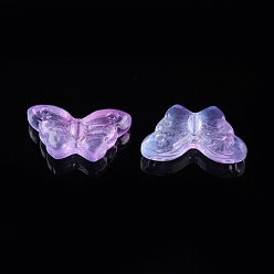 Violet Electroplate Transparent Glass Beads, Butterfly, Violet, 14.5x8x3.5mm, Hole: 0.8mm