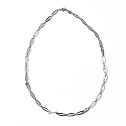 Stainless Steel Color 304 Stainless Steel Oval Link Chain Necklace for Men Women, Stainless Steel Color, 25.59 inch(65cm)