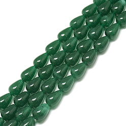 Dark Green Natural White Jade Beads Strands, Dyed, Drop, Dark Green, 8.5~9x6~6.5mm, Hole: 1mm, about 38pcs/Strand, 14.9 inch