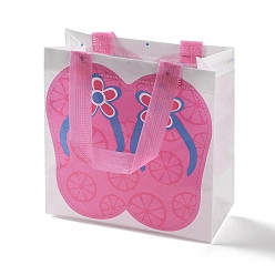 Ярко-Розовый Летние пляжные шлепанцы с принтом, многоразовые складные подарочные пакеты из нетканого материала с ручкой, портативная водонепроницаемая сумка для покупок для упаковки подарков, прямоугольные, ярко-розовый, 9x19.8x20.5 см, складка: 24.8x19.8x0.1 см