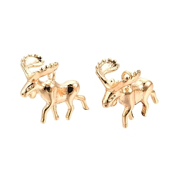Real 18K Gold Plated Ion Plating(IP) Brass Charms, Nickel Free, Deer Charms, Real 18K Gold Plated, 13x14.5x9.5mm, Hole: 1.5mm
