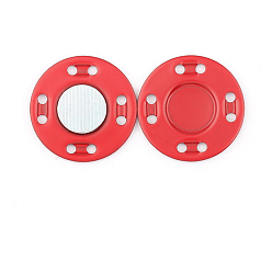 Orange Red Iron Magnetic Buttons Snap Magnet Fastener, Flat Round, for Cloth & Purse Makings, Orange Red, 1.25x0.15cm