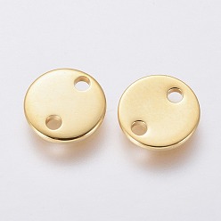 Golden 201 Stainless Steel Links connectors, Flat Round, Golden, 8x1mm, Hole: 1.4mm