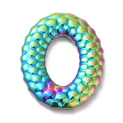 Rainbow Color Ion Plating(IP) 304 Stainless Steel Linking Rings, Embossed, Oval, Rainbow Color, 24.5x20x3mm, Inner Diameter: 12.5x7.8mm