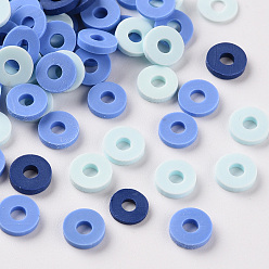 Средний Синий Шифер Бусины из полимерной глины , Heishi бусы, для поделок ювелирных изделий, Диск / плоские круглые, средне бирюзовый, 6x1 мм, отверстие : 2 мм, Около 26000 шт / 1000 г