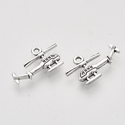 Antique Silver Tibetan Style Alloy Pendants,  Cadmium Free & Lead Free, Helicopter, Antique Silver, 12x20.5x2.5mm, Hole: 1.4mm, about 525pcs/500g