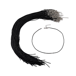 Platine Caoutchouc noir création de collier cordon, avec les accessoires en fer et embout pour chaîne en fer, platine, 19 pouce, 2mm
