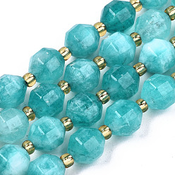 Dark Turquoise Natural Dolomite Beads Strands, Faceted, Dyed, Round, Dark Turquoise, 8x8mm, Hole: 1.2mm, about 33pcs/strand, 15.16 inch~15.35 inch(38.5cm~39cm)