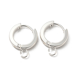 Silver 201 Stainless Steel Huggie Hoop Earrings Findings, with Vertical Loop, with 316 Surgical Stainless Steel Earring Pins, Ring, Silver, 13x2.5mm, Hole: 2.7mm, Pin: 1mm