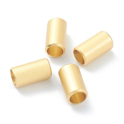 Настоящее золото 18K Латунные бусины, долговечный, трубка, матовый стиль, реальный 18 k позолоченный, 7x4 мм, отверстие : 3 мм