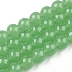 Lime Vert Perles en verre jade d'imitation, ronde, lime green, 8~8.5mm, Trou: 1.5mm, Environ 51~53 pcs/chapelet, 14.96 pouces ~ 15.55 pouces (38~39.7 cm)