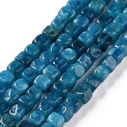 Prusia Azul Perlas de cuarzo natural de hebras, teñido y climatizada, cubo, null, 5~7x5~7x5~7 mm, agujero: 0.8 mm, sobre 66~71 unidades / cadena, 14.80~ 15.08 pulgadas (37.6~38.3cm)