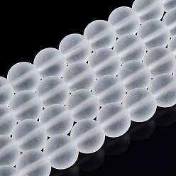 Clair Chapelets de perles en verre transparentes  , givré, ronde, clair, 9.5~10mm, Trou: 1.5mm, Environ 41~42 pcs/chapelet, 14.88~15.12 pouce (37.8~38.4 cm)