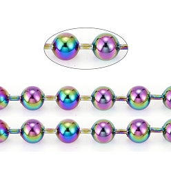 Rainbow Color Ion Plating(IP) 304 Stainless Steel Ball Chains, with Spool, Rainbow Color, 6mm, about 32.8 Feet(10m)/roll