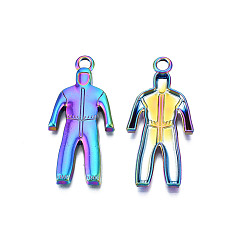 Rainbow Color Rainbow Color Alloy Pendants, Cadmium Free & Lead Free, Suit, 39x18x2.5mm, Hole: 2.5mm