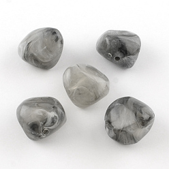Gris Los granos de acrílico piedras preciosas de imitación nuggets, gris, 25x24x17 mm, Agujero: 3 mm, sobre 84 unidades / 500 g