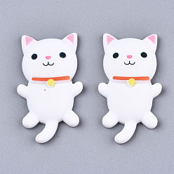 White Resin Cabochons, Cat, White, 37x21x6mm