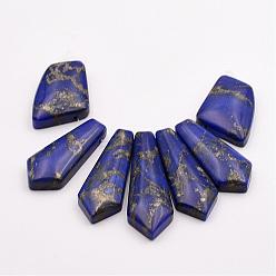 Lapis Lazuli Lapis lazuli perles synthétiques brins, sagittate, 19~44x15~27x6~7mm, Trou: 1.5mm, Environ 7 pcs/chapelet, 3.74 pouce (9.5 cm)