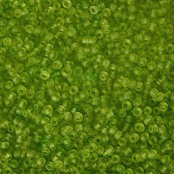 Verde de Amarillo Abalorios de la semilla de cristal, colores esmerilado, rondo, amarillo verdoso, 4 mm, agujero: 1~1.5 mm, sobre 4500 unidades / libra