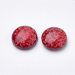 Red Resin Cabochons, with Glitter Powder, Dome/Half Round, Red, 16x5mm