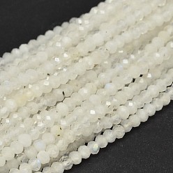 Rainbow Moonstone Brins de perles de pierre de lune arc-en-ciel naturelles rondes à facettes, 3mm, Trou: 0.5mm, Environ 146 pcs/chapelet, 15.5 pouce