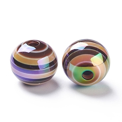 Coconut Brown Stripe Resin Beads, AB Color, Rondelle, Coconut Brown, 15.5~16x13.5~14.5mm, Hole: 2.5~3.5mm