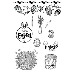 Egg Easter Themed Silicone Clear Stamps, for DIY Scrapbooking, Photo Album Decorative, Cards Making, Egg Pattern, 130x130mm