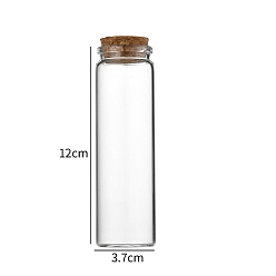 Clear Glass Bottle, with Cork Plug, Wishing Bottle, Column, Clear, 3.7x12cm, Capacity: 90ml(3.04fl. oz)