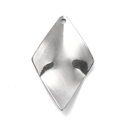 Stainless Steel Color 201 Stainless Steel Pendants, Rhombus Charm, Stainless Steel Color, 26.5x16x1mm, Hole: 1.2mm