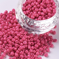 Camellia Baking Paint Glass Seed Beads, Camellia, 6/0, 4~5x3~4mm, Hole: 1~2mm, about 4500pcs/bag