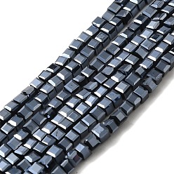 Black Plated Cube Shaped Black Plated Crystal Glass Beads Strands, Faceted, Black Plated, 2x2x2mm, Hole: 1mm, about 101pcs/strand, 9 inch