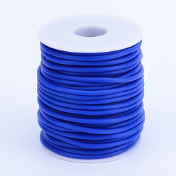Azul Tubo hueco pvc tubular cordón de caucho sintético, envuelta alrededor de la bobina de plástico blanco, azul, 3 mm, agujero: 1.5 mm, aproximadamente 27.34 yardas (25 m) / rollo