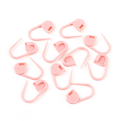 Pink Tenedor de marcadores de puntada de bloqueo de ganchillo de plástico ABS respetuoso con el medio ambiente, rosa, 22x11x3 mm, pin: 1 mm