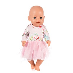 Pink Flower Pattern Cotton Doll Dress, Doll Clothes Outfits, Fit for American 18 inch Girl Dolls, Pink, 235mm