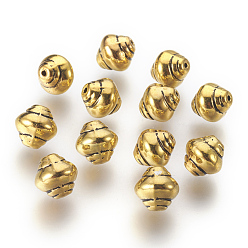 Antique Golden Tibetan Style Alloy Beads, Barrel, Lead Free & Cadmium Free, Antique Golden, 8.5x8mm, Hole: 1mm