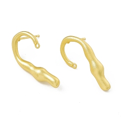 Matte Gold Color Brass Stud Earrings, with Horizontal Loops, Twist Candy Cane, Matte Gold Color, 27x13.5mm, Hole: 1.4mm, Pin: 0.9mm
