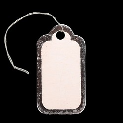 Silver Rectangle Blank Hang tag, Jewelry Display Paper Price Tags, with Cotton Cord, Silver, 23x12.5x0.2mm, Hole: 2mm, 500pcs/bag