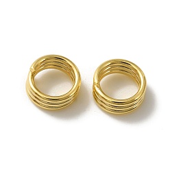 Real 24K Gold Plated Brass Split Rings, Lead Free & Cadmium Free, Triple Loops Jump Rings, Real 24K Gold Plated, 21 Gauge, 6x3mm, Inner Diameter: 4.5mm