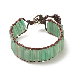 Aventurine Verte Bracelet rectangle en perles d'aventurine verte naturelle, bijoux tressés en pierres précieuses pour femmes, 8-7/8 pouce (22.5 cm)