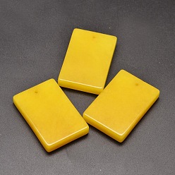 Gold Dyed Natural Malaysia Jade Rectangle Pendants, Gold, 45~46x30~31x7~8mm, Hole: 1.5mm