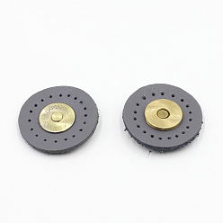 Gainsboro Cattlehide Magnetic Buttons Snap Magnet Fastener, Flat Round, for Cloth & Purse Makings, Gainsboro, 3x0.85cm