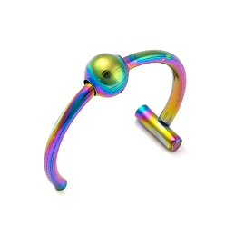 Rainbow Color Ионное покрытие (IP) 304 Кольца для губ из нержавеющей стали, ювелирные изделия для пирсинга, украшения для тела с шпильками в носу, Радуга цветов, 11x11.5 мм