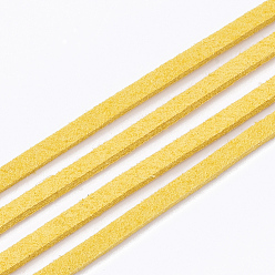 Oro Cordón del ante de imitación, encaje de imitación de gamuza, oro, 2.5~2.8x1.5 mm, aproximadamente 1.09 yardas (1 m) / hebra
